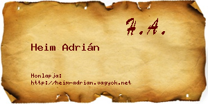 Heim Adrián névjegykártya
